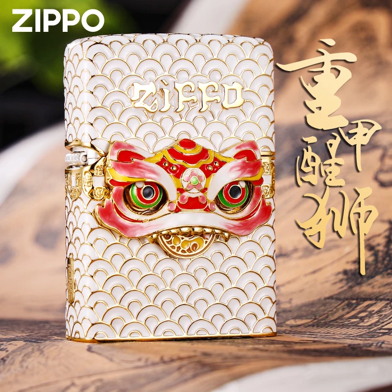 zippo正品打火机 小瑞兽重甲貔貅纯银夜光珐琅高档个性送男友礼物