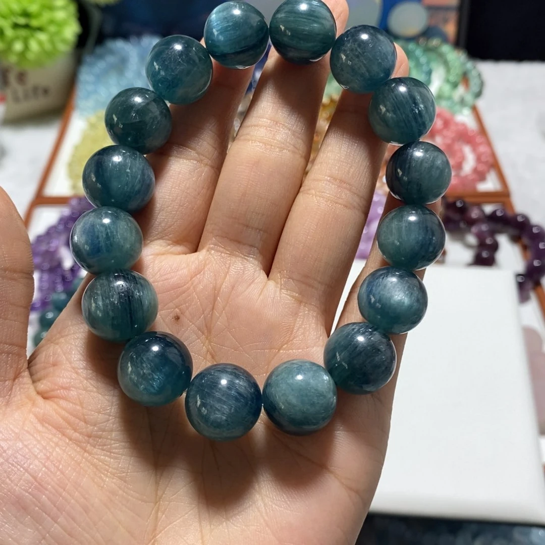 读***心水晶手链未镶嵌14mm 蓝绿晶 拍十单一条