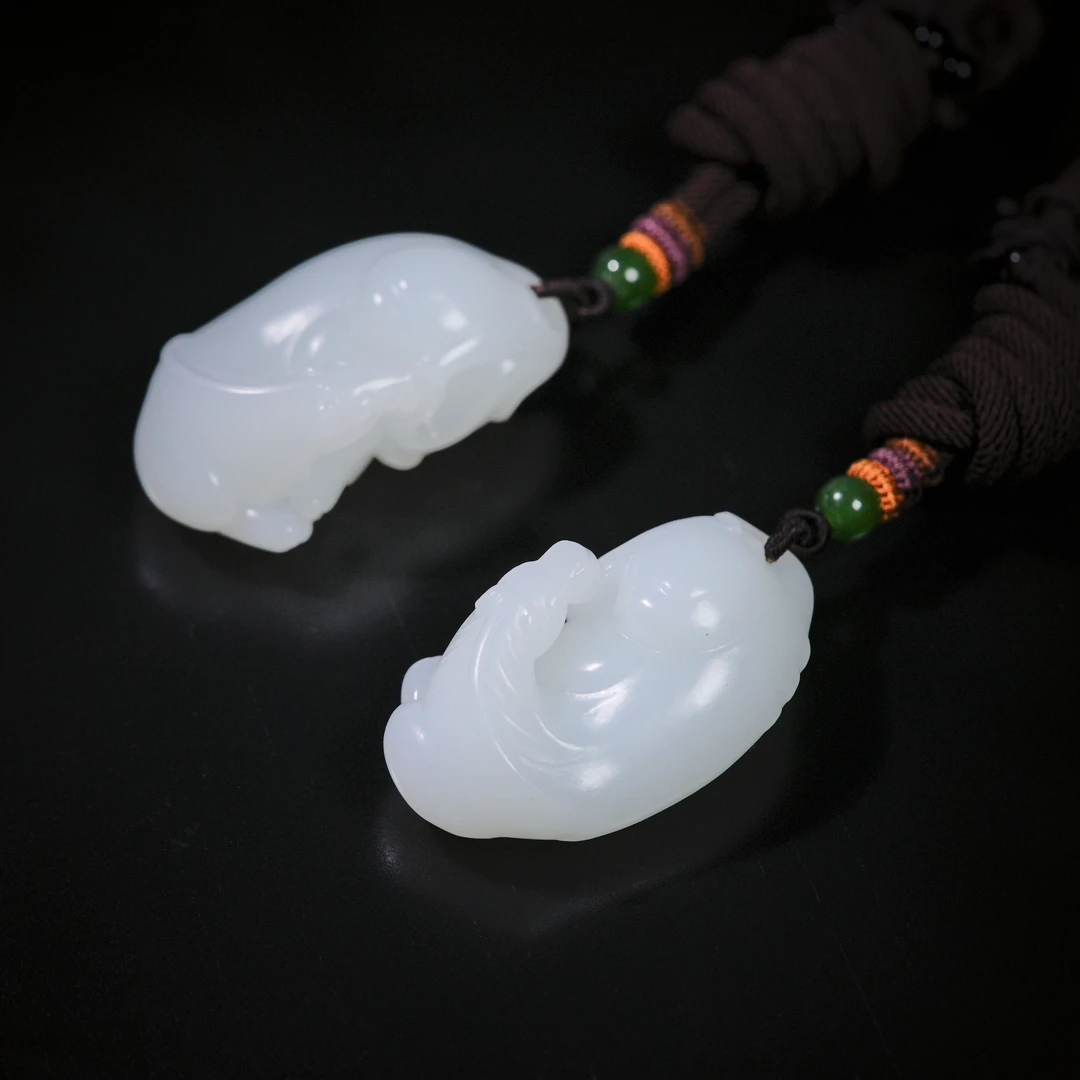 【诗蓉】马到成功·传世和田玉脂白料唐马对佩AD2413尺寸约44*19*23