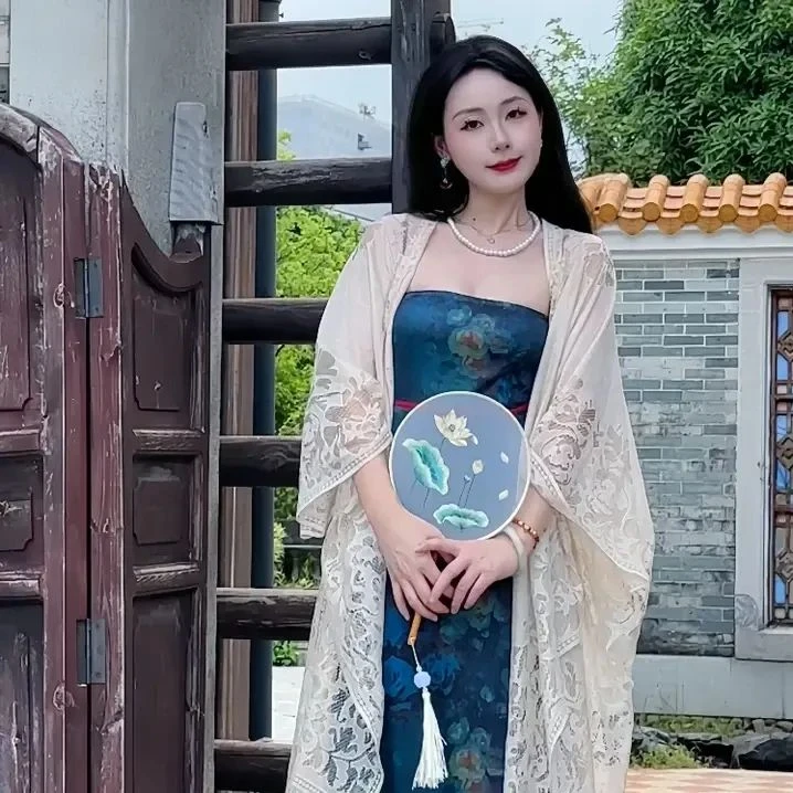 《潇潇定制》流苏蕾丝披肩配旗袍外搭2025新款百搭薄款开衫衫古风款