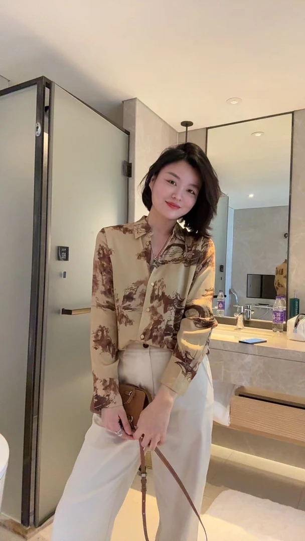 【TANTAN】显瘦气质长袖百搭印花早春衬衫#356