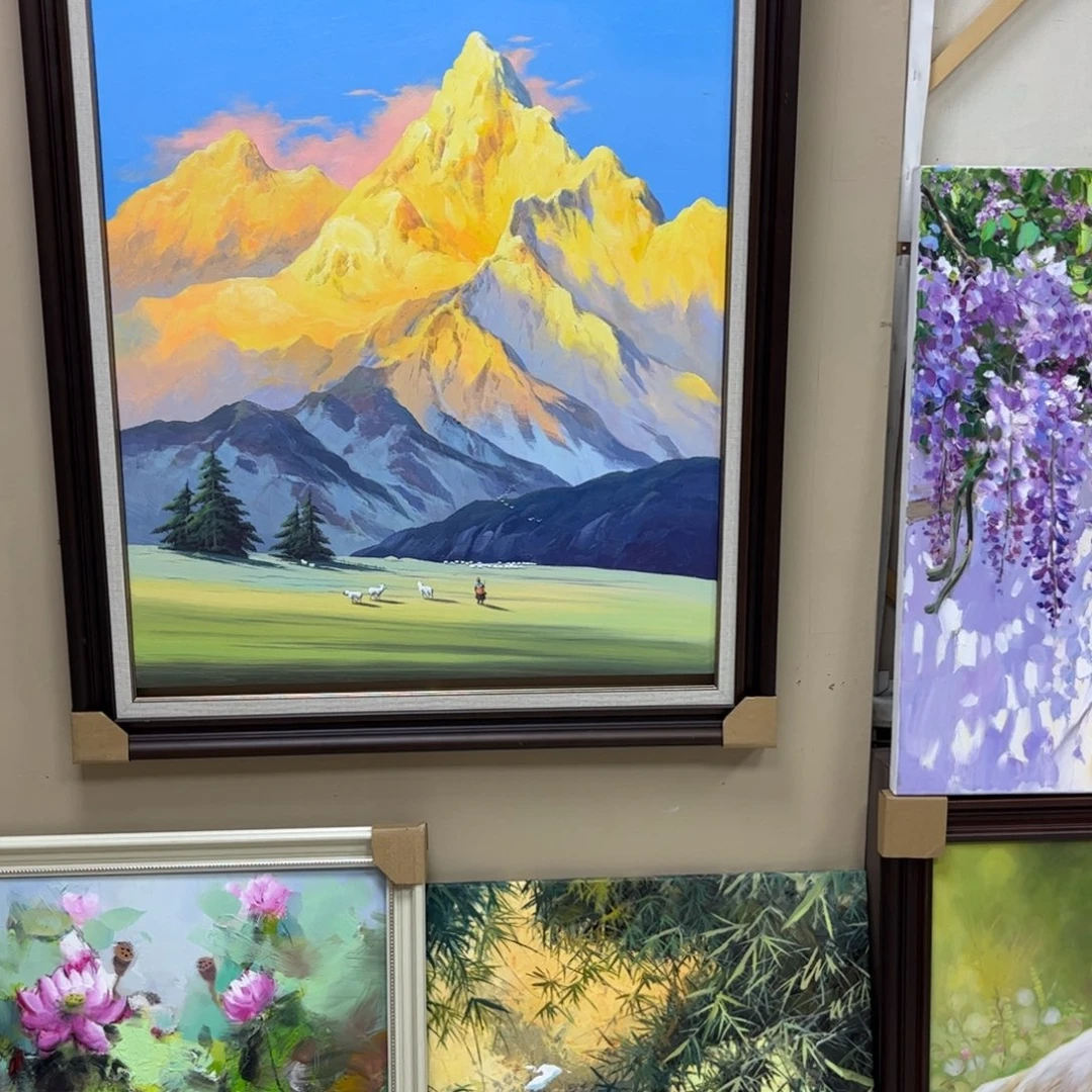 半***脖手工手绘精品油画带框90+115