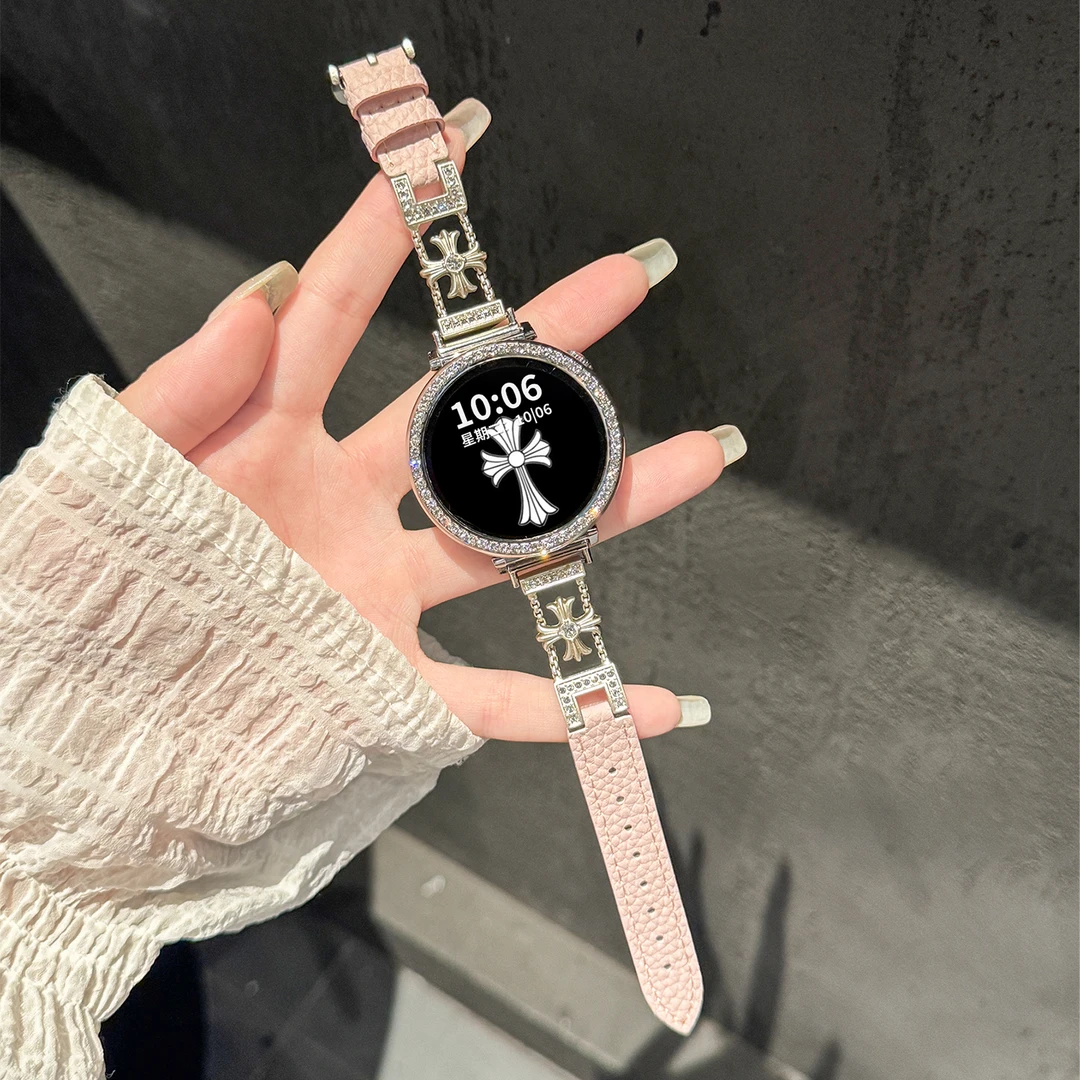 〔轻奢百搭〕适用于华为gt6/gt5表带gt4克罗心拼荔枝纹gt65pro腕带