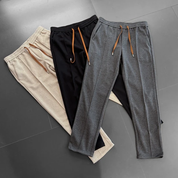 秋冬松紧腰羊毛老钱轻奢休闲长裤