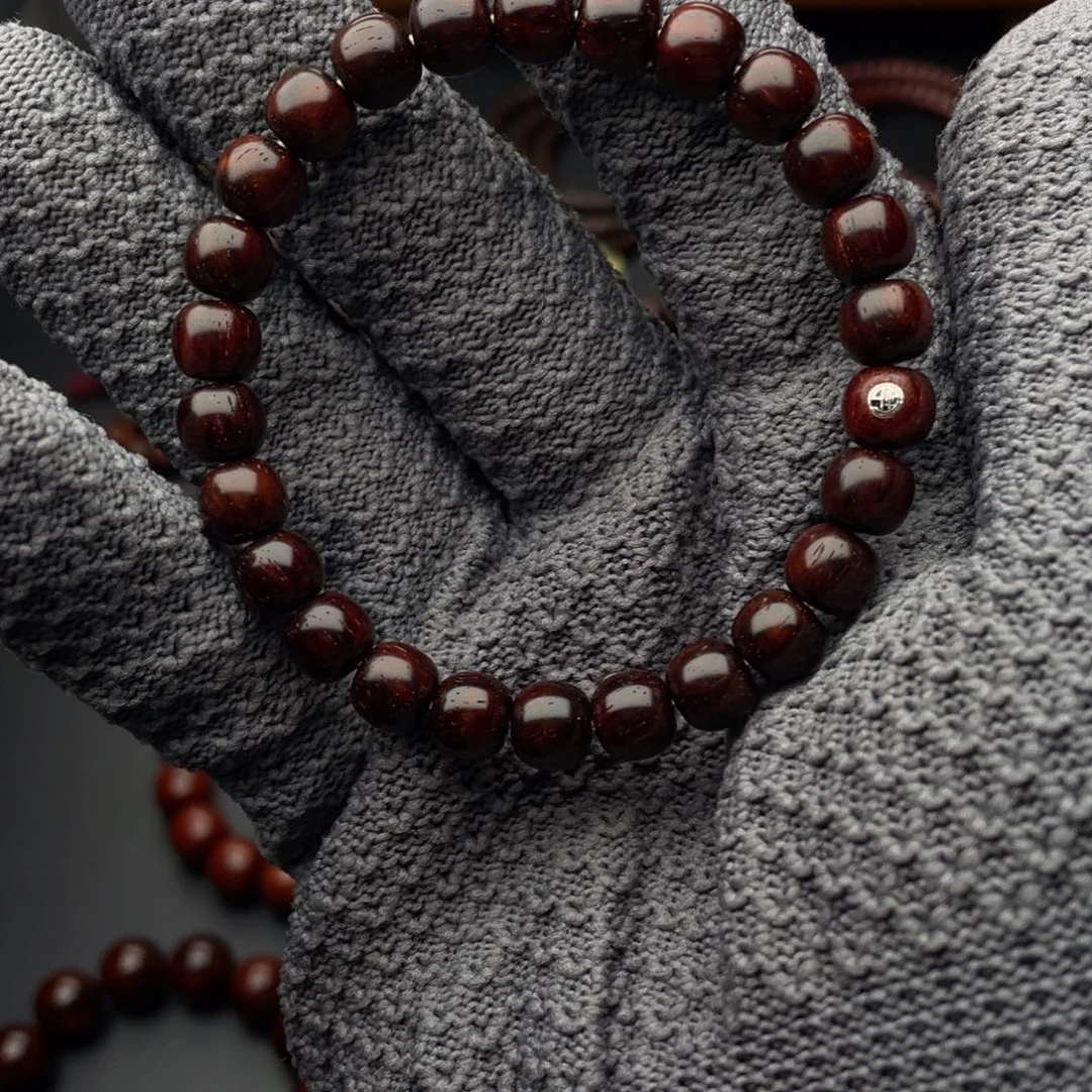 赵***休小叶紫檀手串/手链L琴料精工无胶膜带银标款