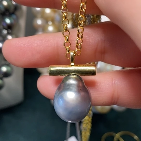 海水珍珠颈饰银S925镶嵌15✖️18