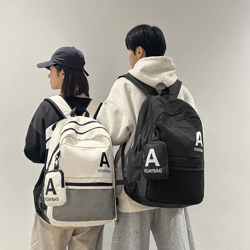 潮牌书包男大学生简约百搭旅行背包时尚大容量女初高中生双肩包潮