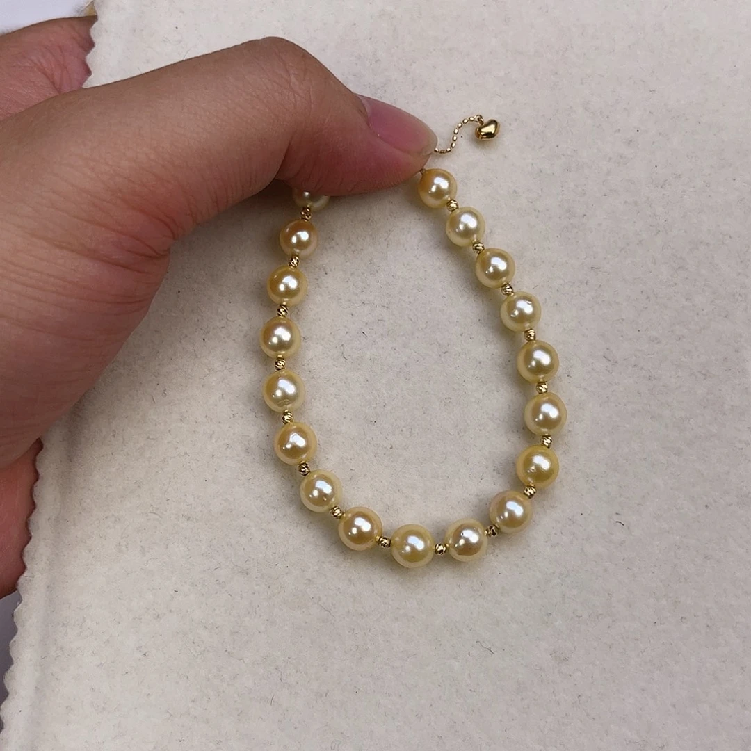 婷***L海水珍珠18K金镶嵌手绳