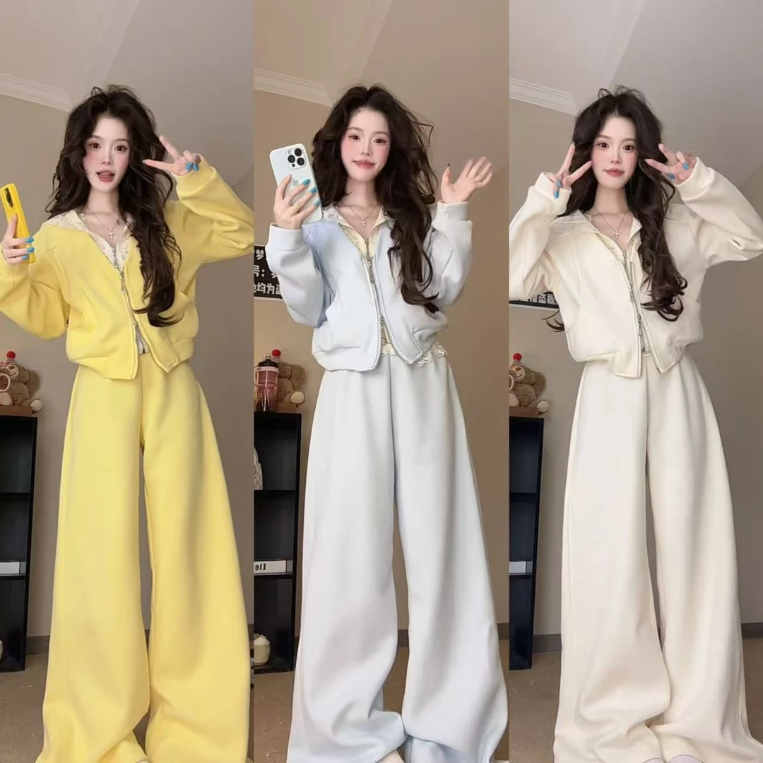 2025秋季新款薄款卫衣外套+裤子休闲设计师款套装灰色