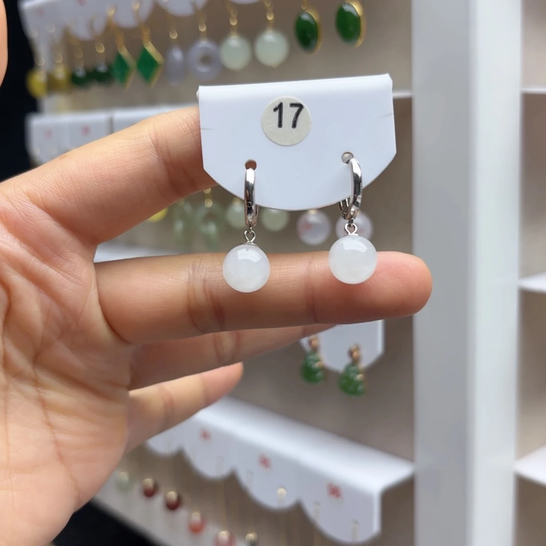 银S925镶嵌和田玉耳饰