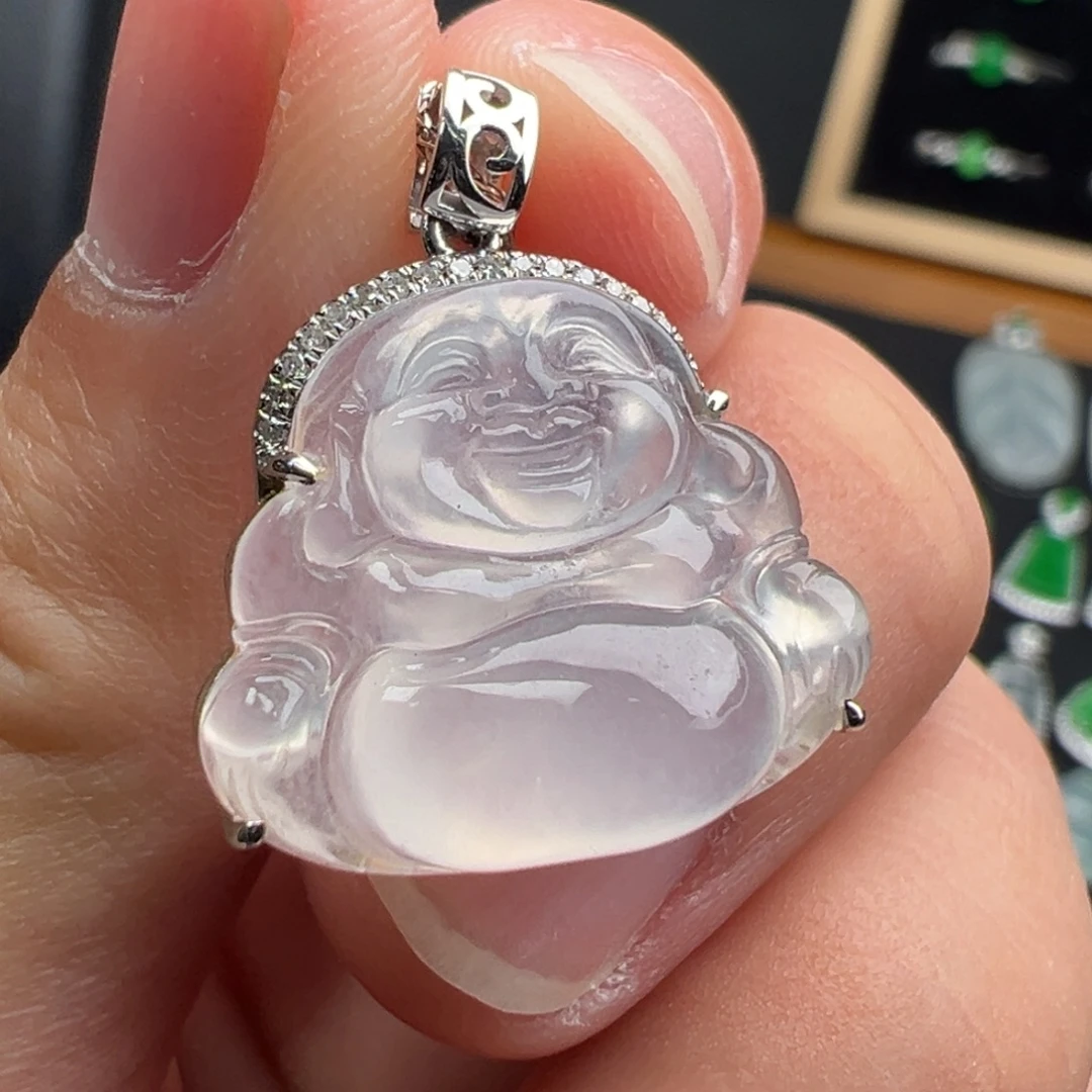 翡翠18K金镶嵌颈饰佛16.4