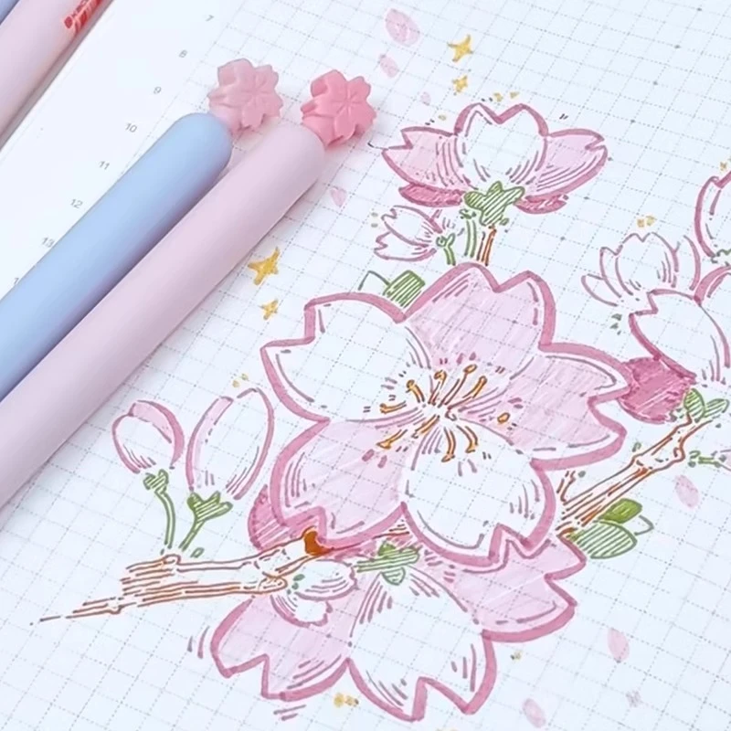 KACO灵悦樱花限定中性笔侧按式速干ST头刷题黑笔少女心浪漫春樱笔