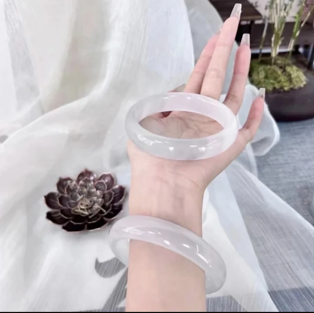 【11】青花白月光手镯百搭时尚款灰色少女冰透高冰美人镯