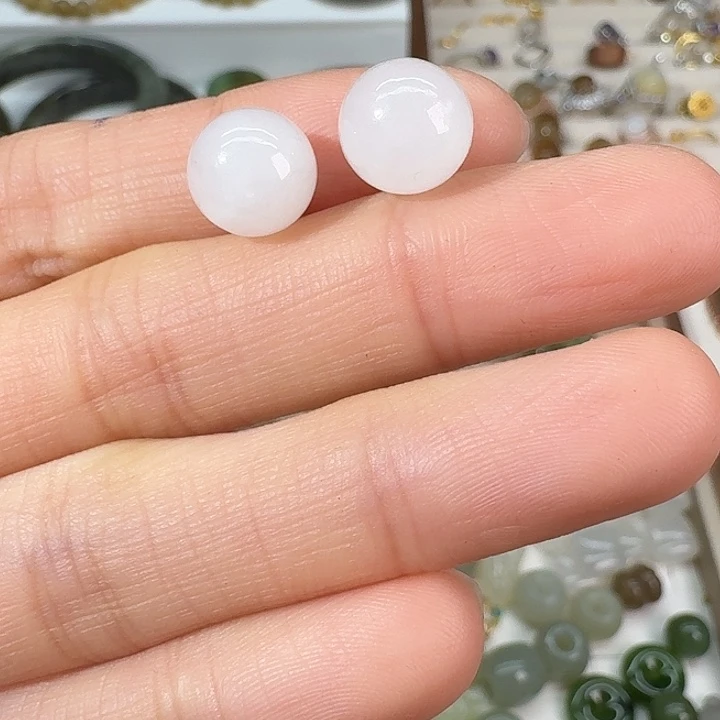 和田玉未镶嵌耳饰10mm