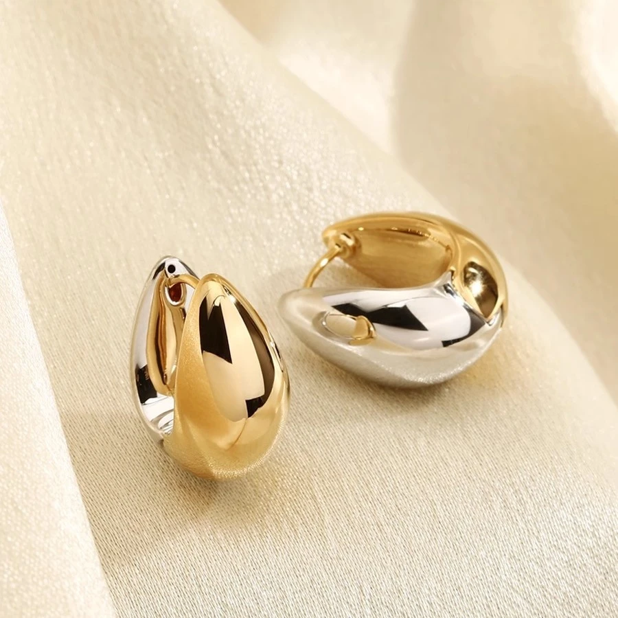 色水滴纯925纯银简约时尚U形素耳环女双面佩戴耳扣耳饰高级感