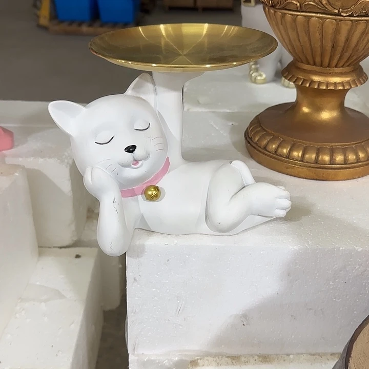 树脂小猫托盘摆件