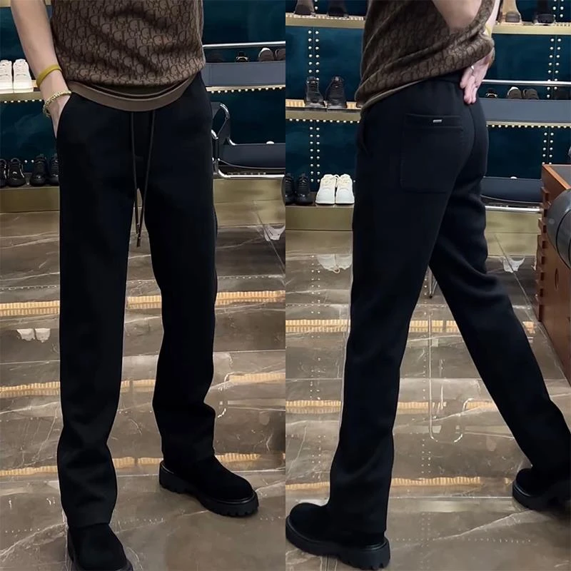 欧货黑色运动裤男士休闲裤春秋新款百搭宽松直筒裤子潮流阔腿卫裤