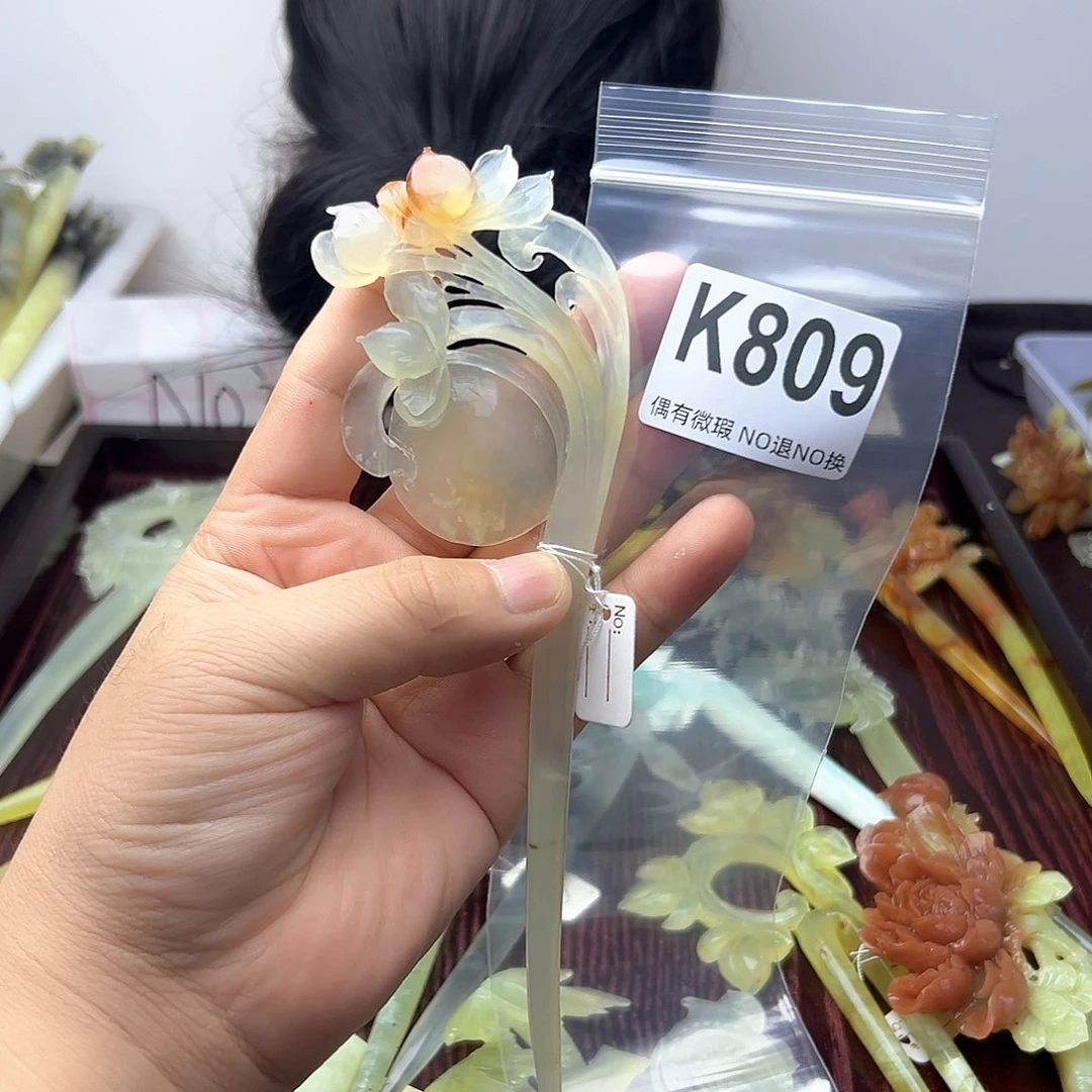 蛇纹石玉合金发饰傻*晴