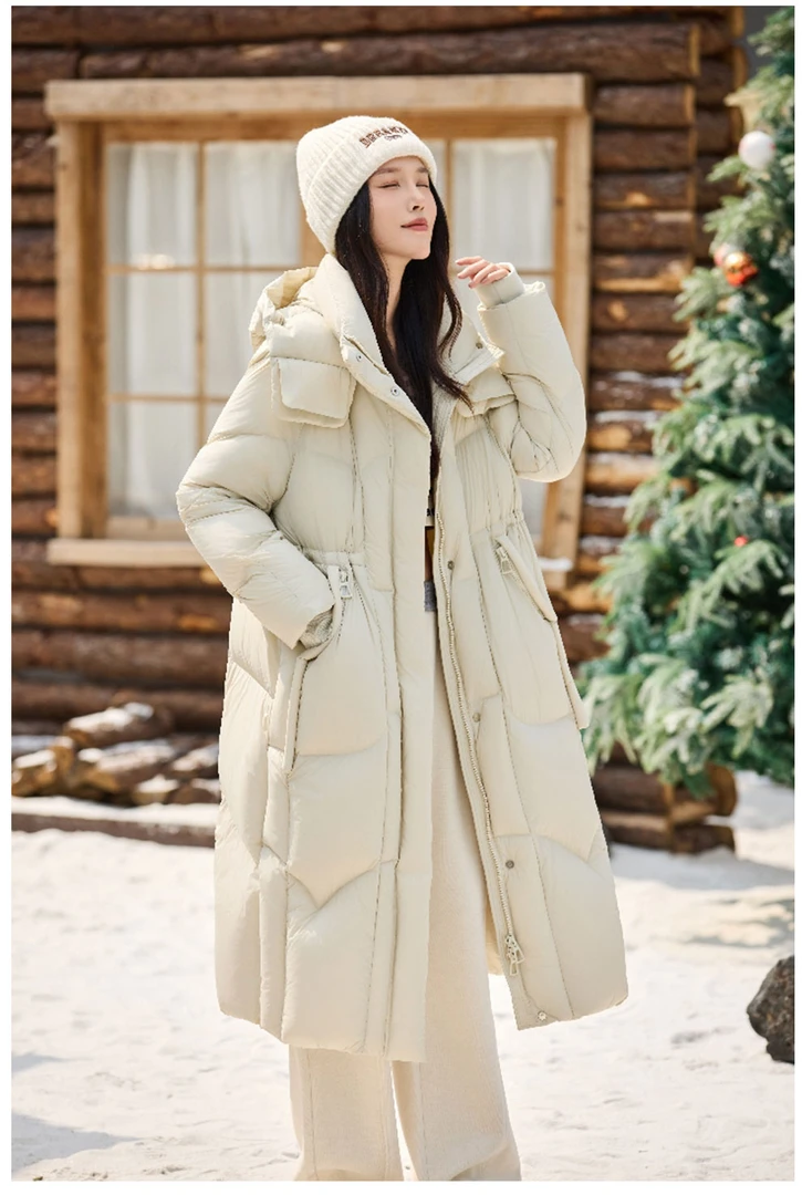 2025新款 90绒羽绒服冬季长款连帽宽松外套25W2102C