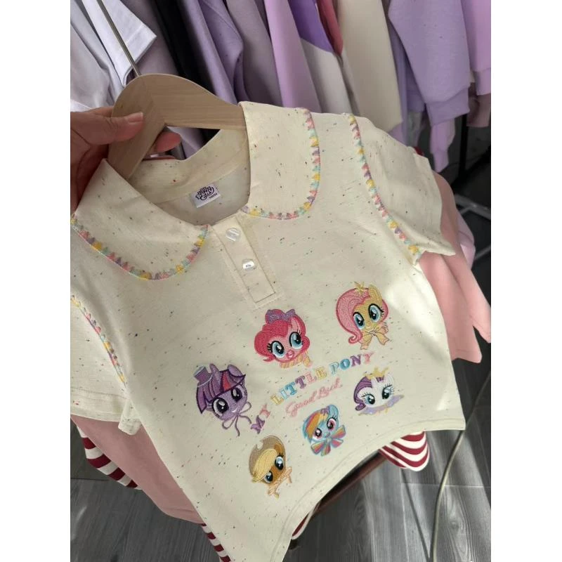 翻领全家福宝莉！2025年春夏款卡通韩版ins翻领宝莉T恤女童XM1504