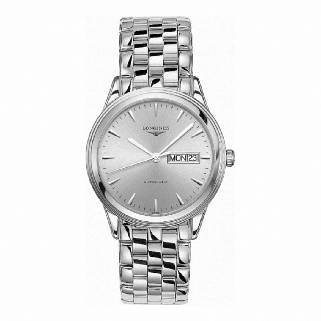 99新 Longines/浪琴 军旗899/38.5mm/灰盘双历条丁机械男表