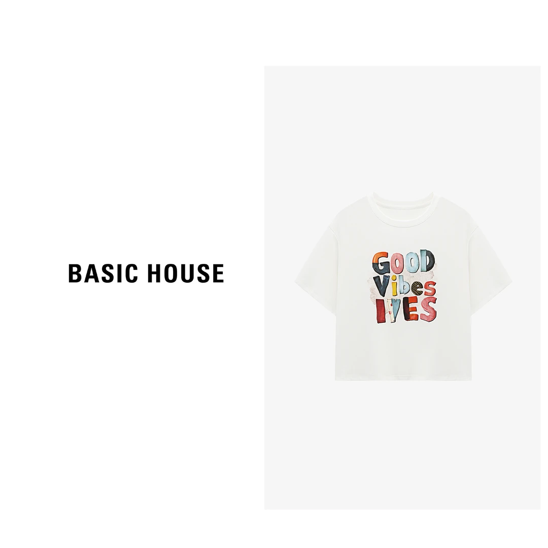 Basic House/百家好夏季休闲宽松百搭简约时尚T恤-B0625B5FJX2