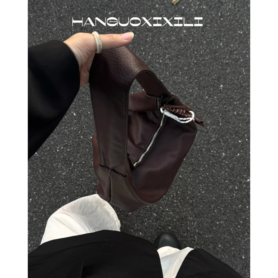 韩国西西里小众设计新款复古软皮托特包女大容量单肩手提腋下包