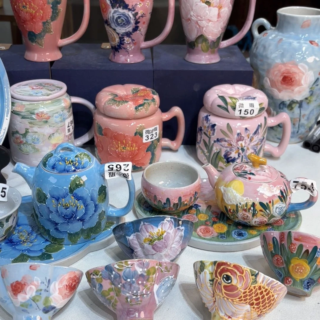 景德镇手绘高温釉下彩陶瓷茶具