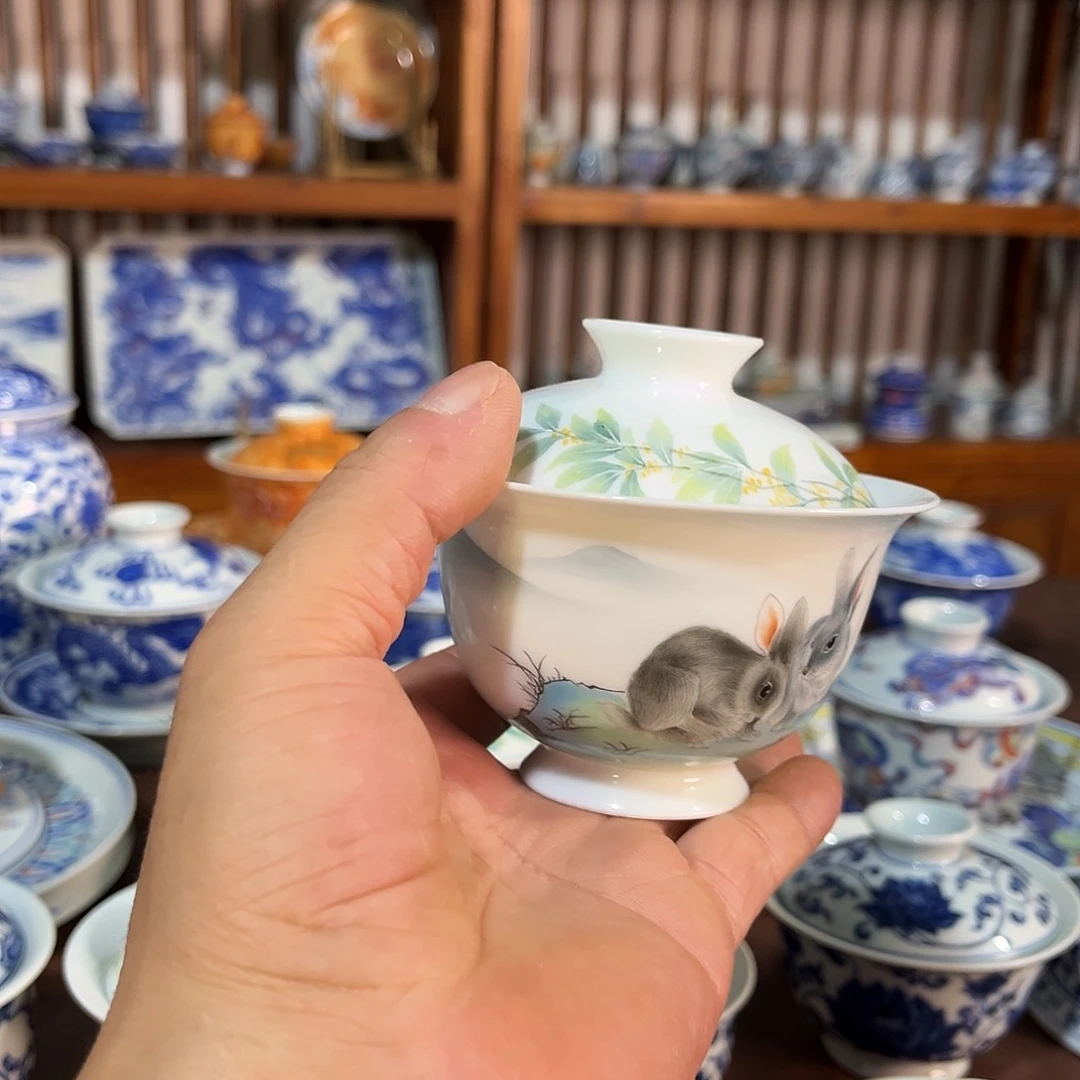 錡镇堂手工手绘盖碗