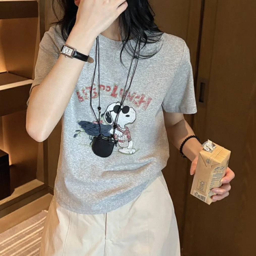 【5号链接7121-7150】夏季女士麻感棉宽松常规雪花棉喷墨图案短袖