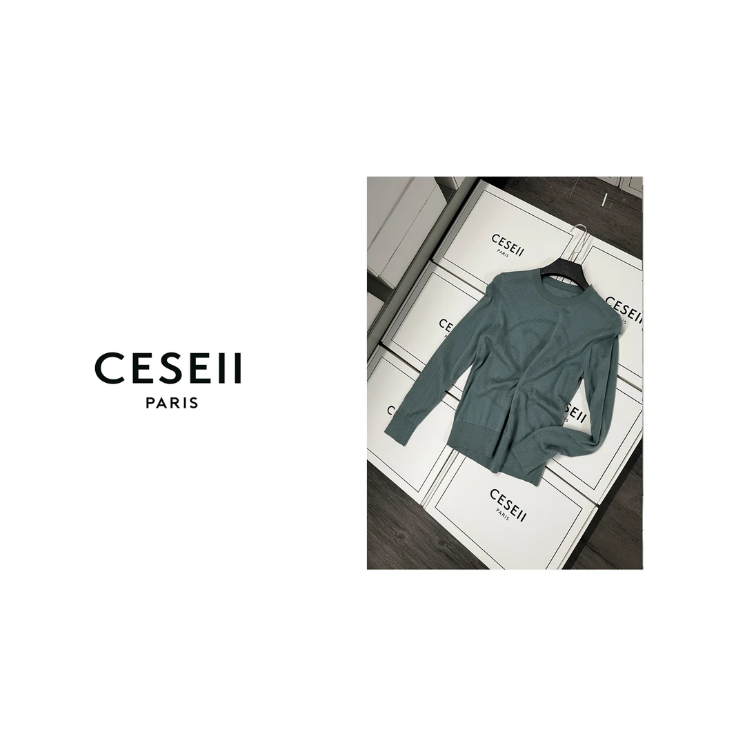 【25XJ686】CESEII精纺羊毛14针细腻柔软提花针织打底衫