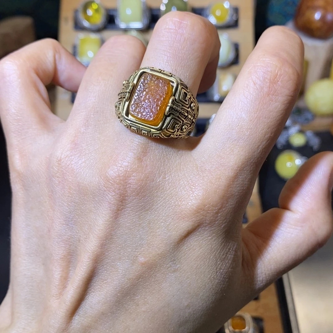 琥珀银S925镶嵌戒指@***学