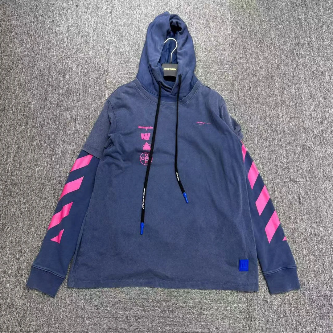 95新 maje off white玛丽安娜假两件连帽卫衣/s码/18270