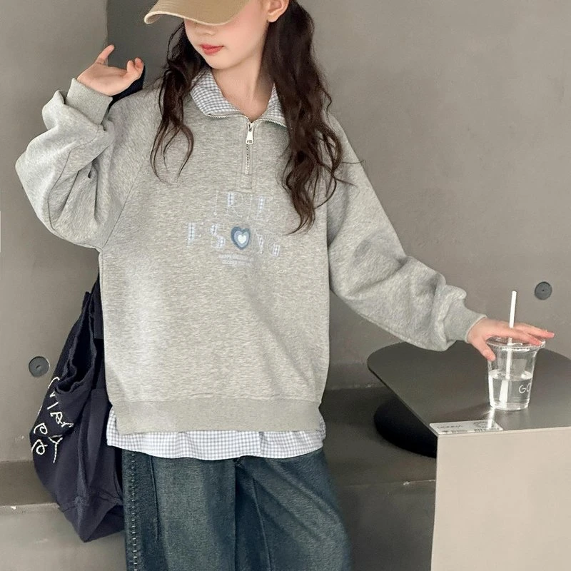 女童卫衣秋装2025新款小女孩5-14岁春秋长袖休闲宽松韩版牛仔裤