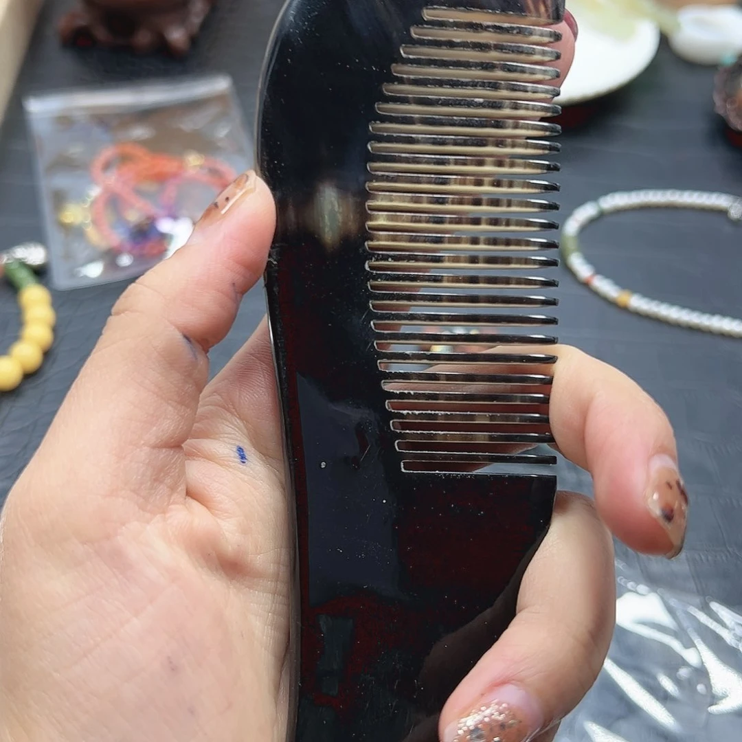 烟晶手链22K金镶嵌羚羊角梳子