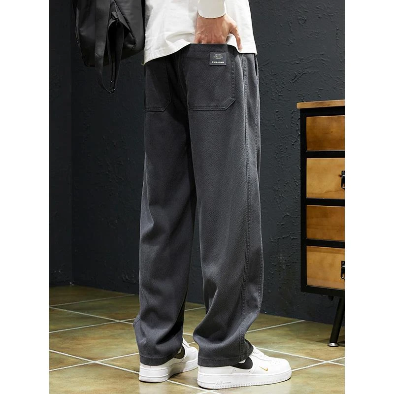 ZaSaFran~美式高街时尚直筒拉链休闲裤男潮流百搭宽松防风工装裤