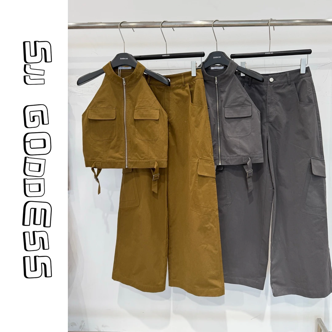 【娇娇私服定制】新款休闲工装背心+裤子两件套(衣长41裤98)52001#