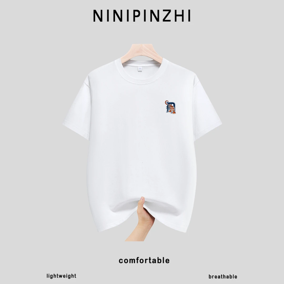 7A抗菌 重磅100%纯棉短袖T恤男女百搭打底衫圆领印花半袖1689