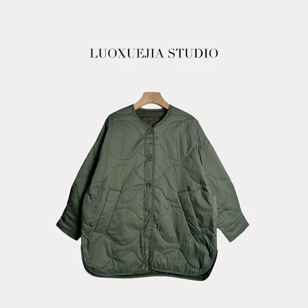 LXJ25576「轻盈保暖」秋冬宽松廓形夹棉中长款外套