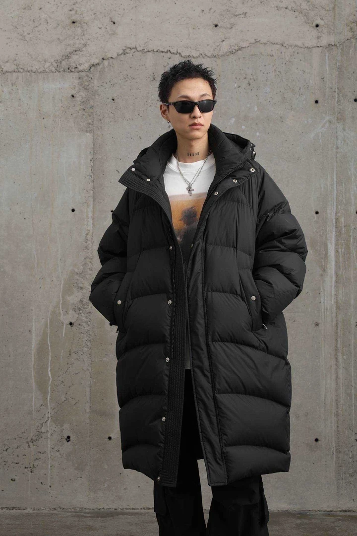 特清-300g高充绒重磅加厚中长款连帽羽绒服男士冬季防寒JCYR39