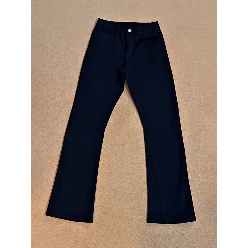 黑色cleanfit柳叶弯刀牛仔裤男生美式修身显瘦裤子直筒提档微喇裤