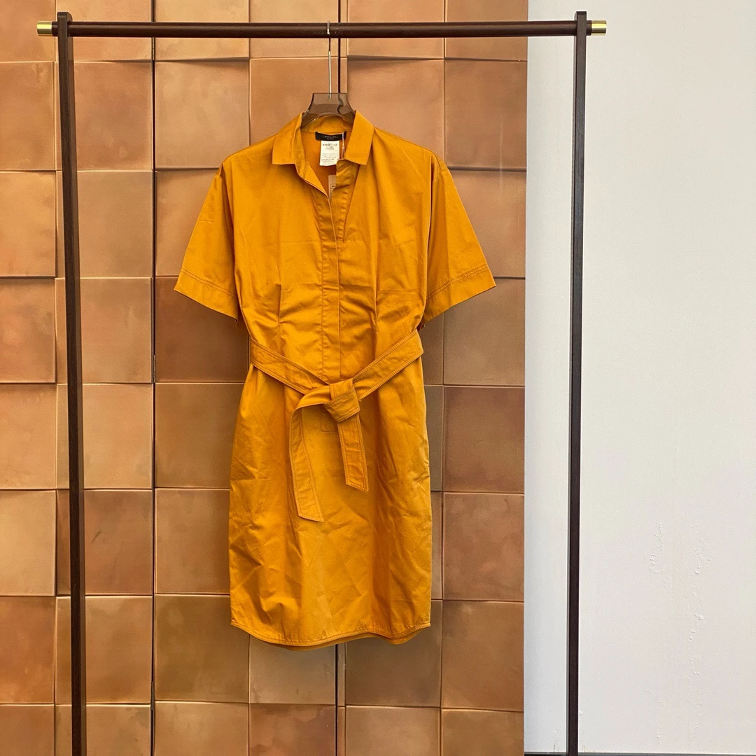 99新 MaxMara MaxMara黄色系腰带连衣裙/46码/存放品/29721