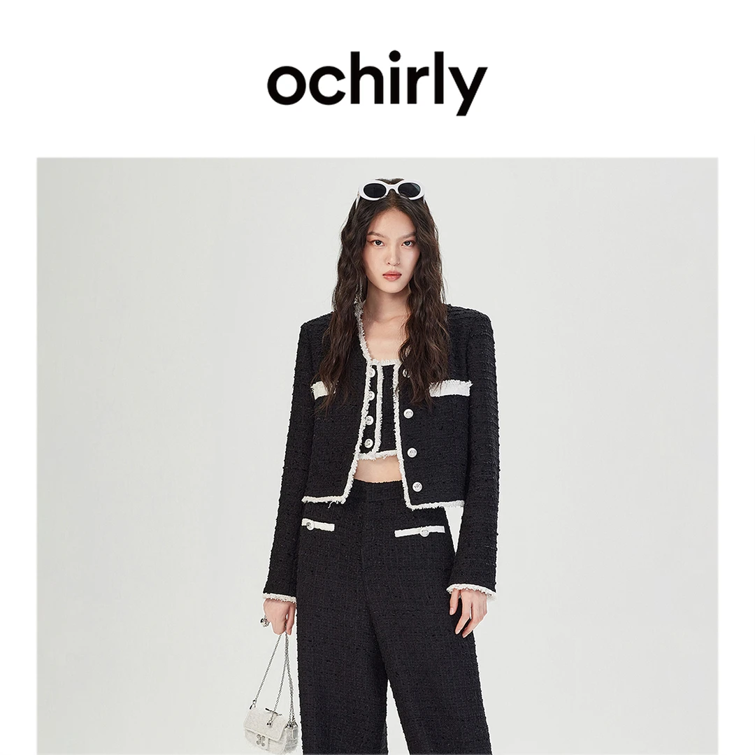 3454【赵老板】ochirly欧时力 小香风外套女新款早春法式撞色短款