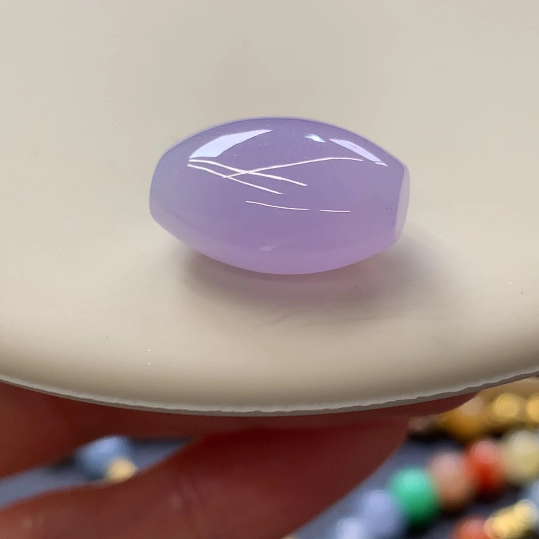 定制翡翠未镶嵌 毛货抛光定制 粉椿紫桶珠 直径卡16.1