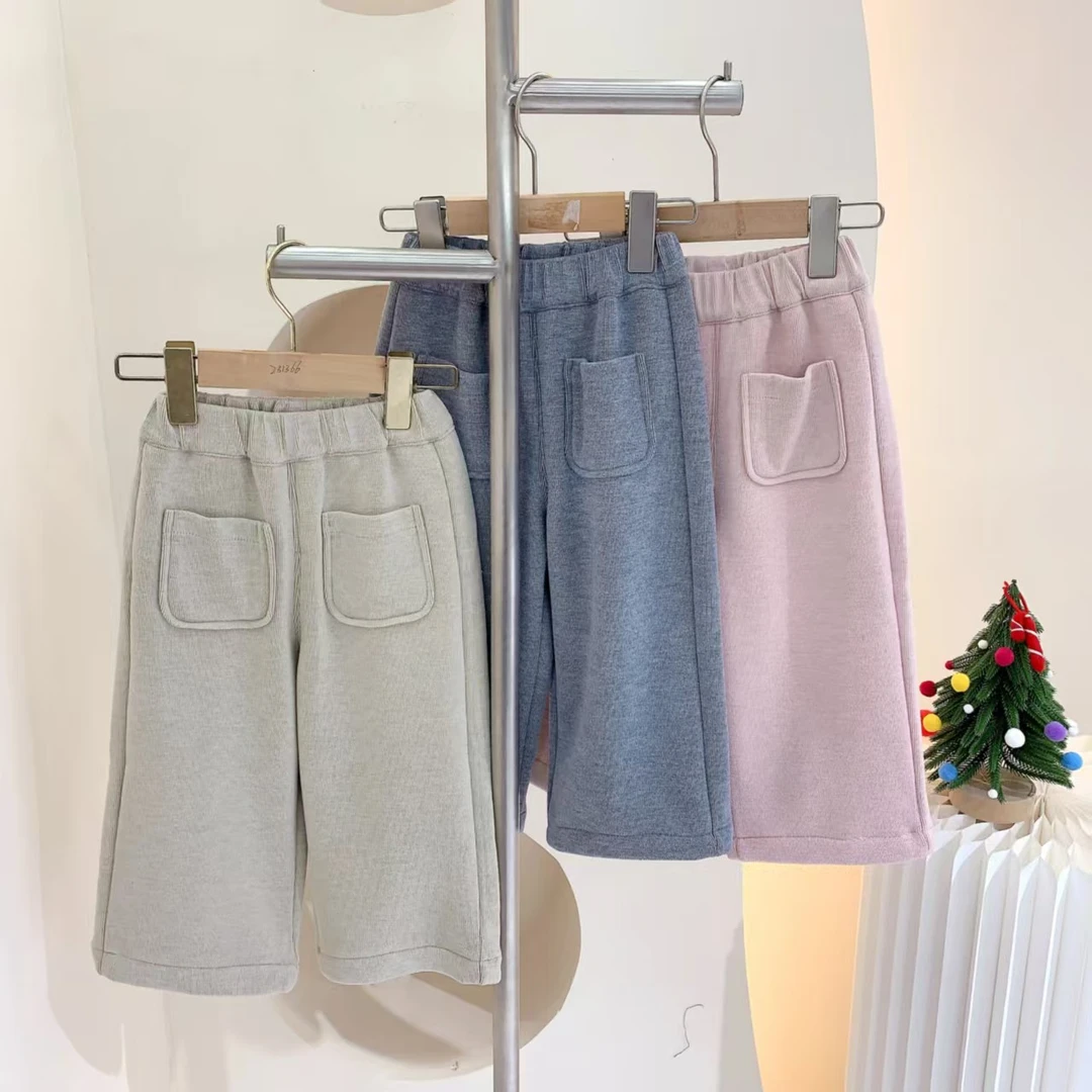 241902 女童冬季加绒加厚韩版棉质休闲阔腿百搭休闲裤