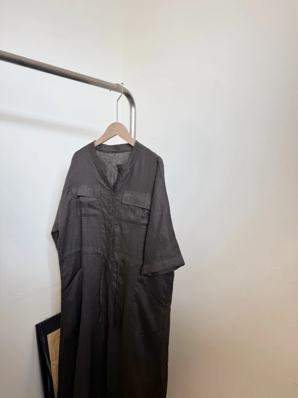 原创宽松通勤设计师休闲亚麻长裙