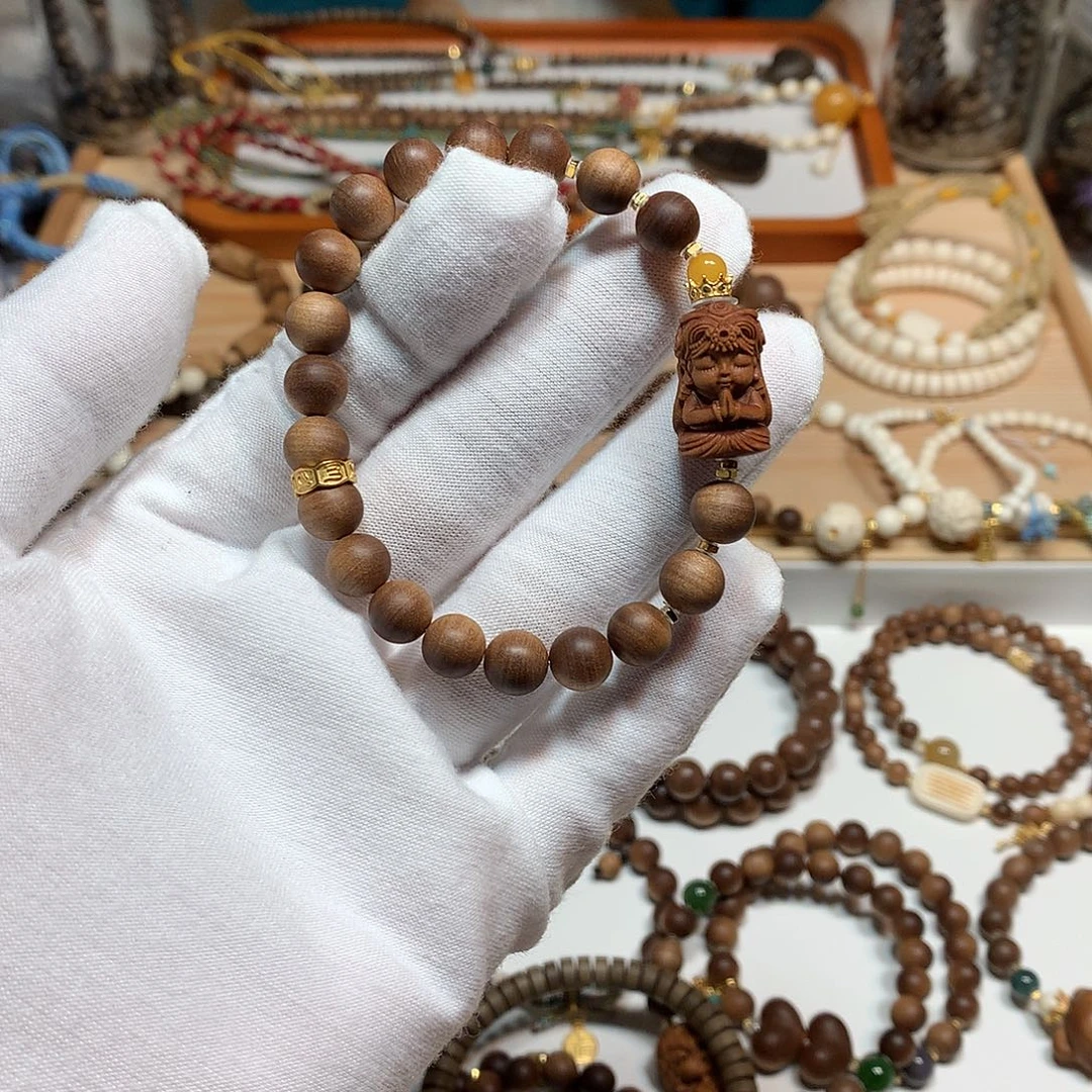 手串/手链檀香木印度迈索尔老山檀香老料黑肉横纹扎基单圈