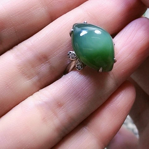 和田玉戒指银S925镶嵌