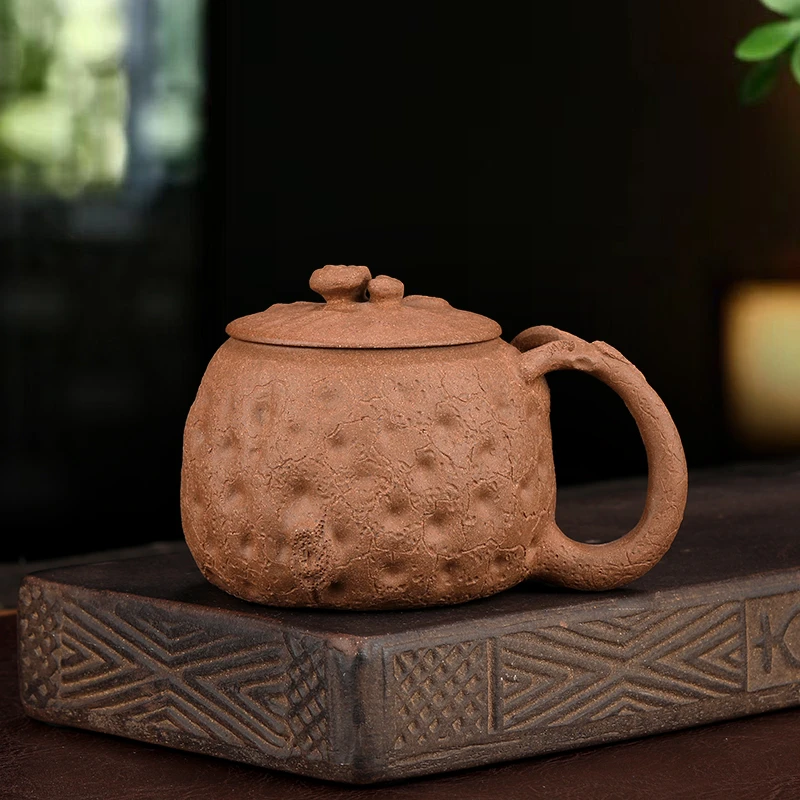 紫砂杯宜兴手工灵芝供春盖杯沉香段泥上等正宗男士专用办公茶杯子