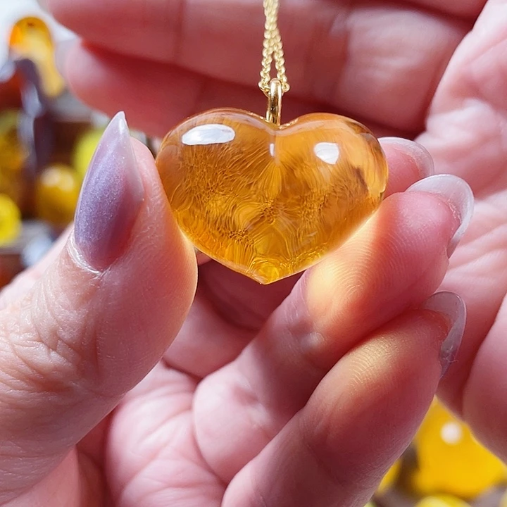 琥珀银S925镶嵌裸石吊坠